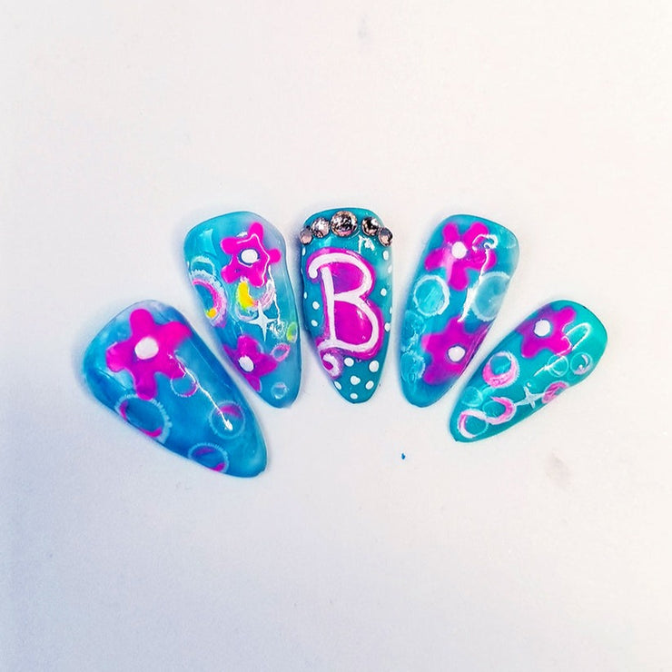 Have a Barbie Day Short and Sassy Hand Painted Press On Nails