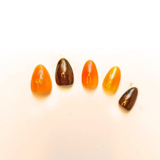 Orange Fall MIXED COLOR SOLIDS SHORT AND SASSY PRESS ON NAILS