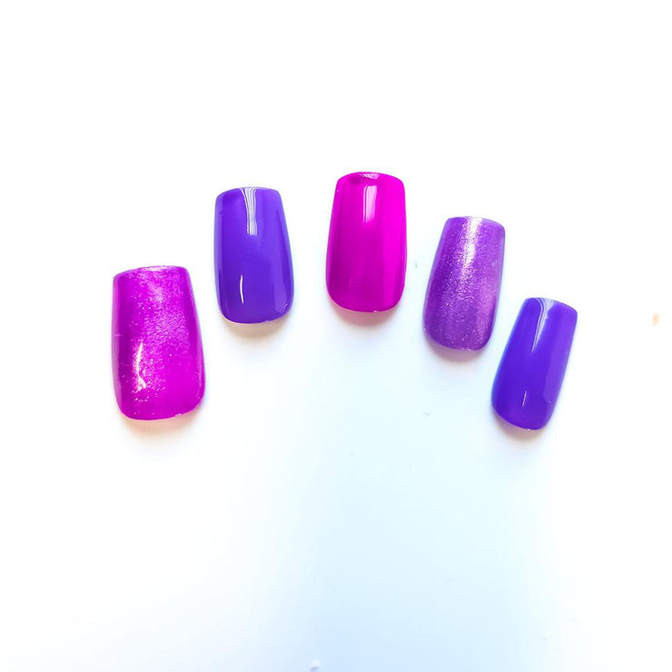 Purple Haze MIXED COLOR SOLIDS SHORT AND SASSY PRESS ON NAILS