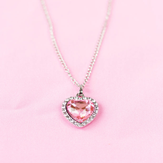 Pink Love Crystal Heart Necklace