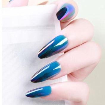 Blue Aurora Press On Nails