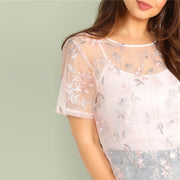 Mila Sheer Embroidery Top Plus