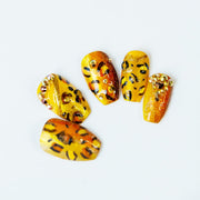 Golden Leo Short and Sassy Hand Painted Press On Nails