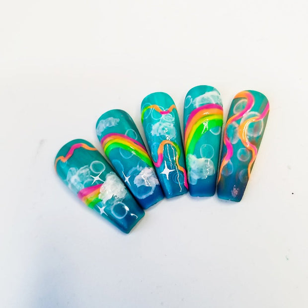 Get Happy Hand Painted Gel Press On Nails