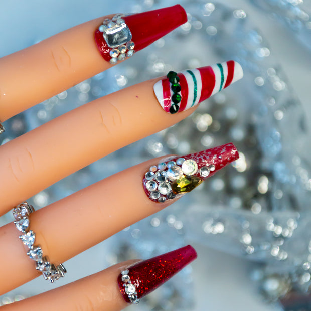 Make it Jolly Hand Painted Gel Press On Nails