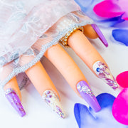 Lilacs and Lavender Hand Painted Gel Press On Nails