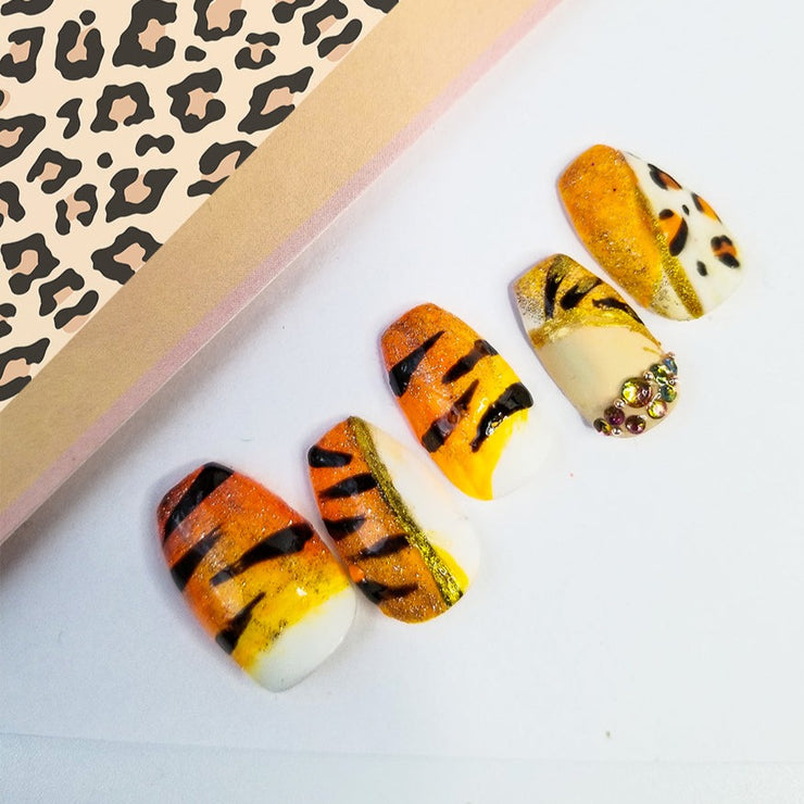 Wild About You Short and Sassy Hand Painted Press On Nails