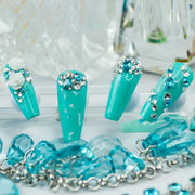 Ocean Mist Hand Painted Gel Press On Nails