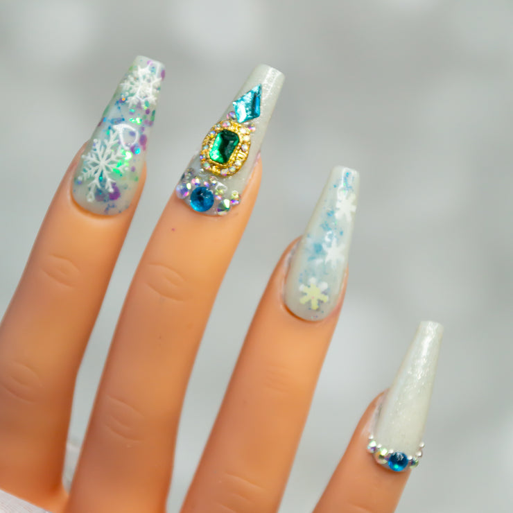Winter Solstice Hand Painted Gel Press On Nails