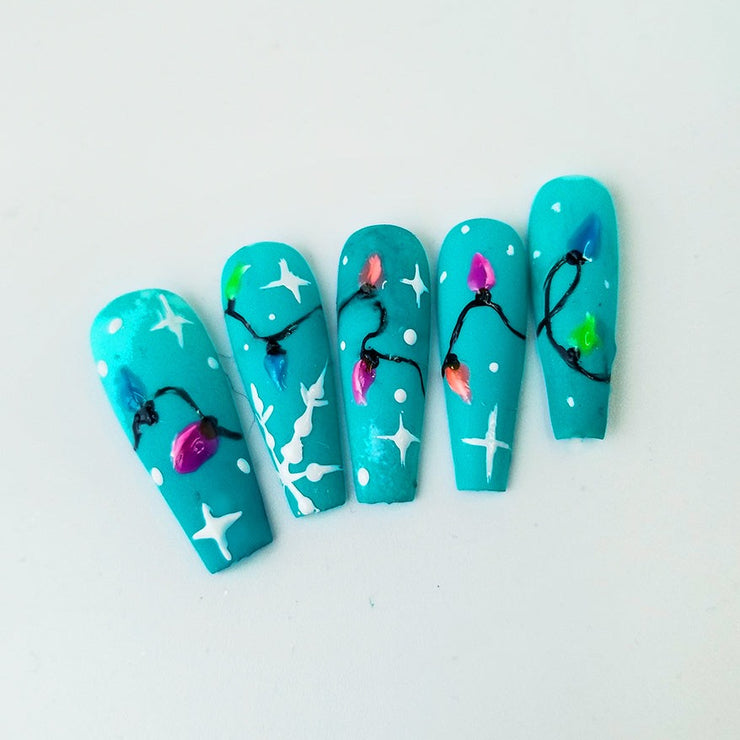 Fairy Twinkle Hand Painted Gel Press On Nails