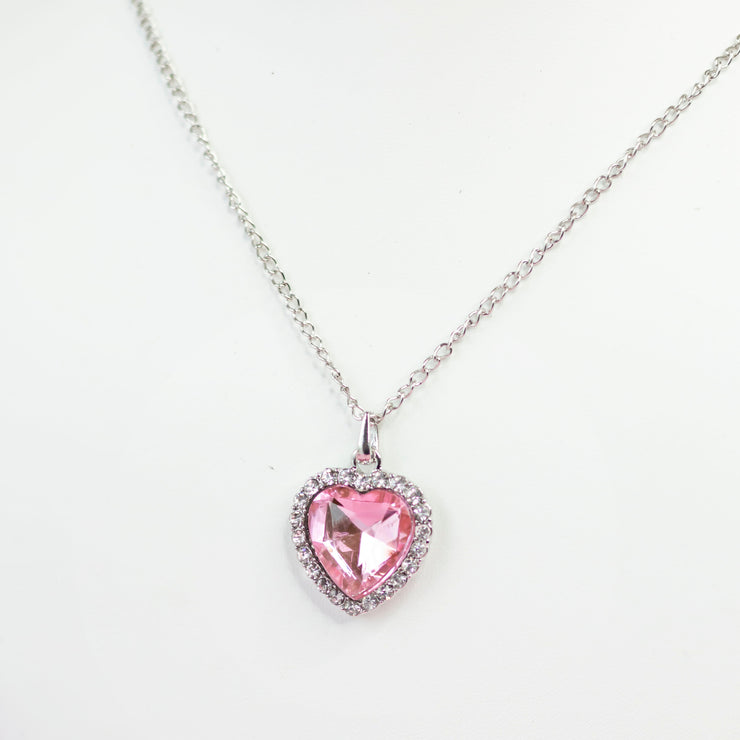 Pink Love Crystal Heart Necklace