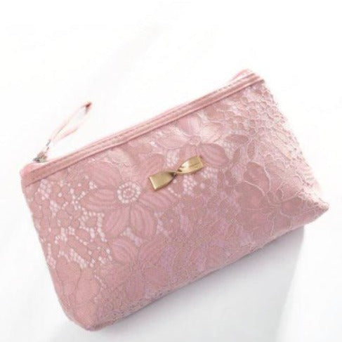 Pink Lace Makeup Bag/Clutch